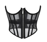 ZORQ Underbust Corset - Adjustable Sexy Black Bustier Corset Top - Mesh Bodysuit for Women, Strong Steel Boned Body Shaper