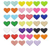 ZORRA 40 Pieces Heart Iron on Patches, Multiple Colours Cute Mini Heart Embroidered Sew Iron on Patches for Clothing Jackets Hats Backpacks Jeans Repairing Decorations DIY Accessories