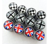Zorratin Chrome Rim Wheel Valve Stem Cap Cover Screw with Black Jack Button for Mini Cooper r50 r53 r56 r56n f55 f56 r55 r52 r57 r58 r59 r60 r61 jcw by Zorratin