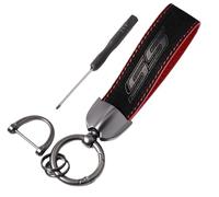 Zorratin Double Layer Sporty Suede Leather Keychain with Embossed SS Badge for Chevrolet Chevry Camaro Impala Malibu, Black Suede + Red Inner Nappa, 4"