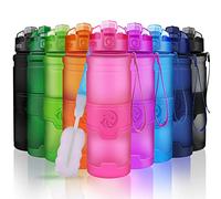 ZORRI Water Bottles, BPA Free Leakproof 14oz 400ml Eco Friendly Tritan Bottle for Kids & Adults| for Gym, Yoga, Sports & Outdoor| With Fruit Infuser, Brush| 1-Click Flip Top Lid