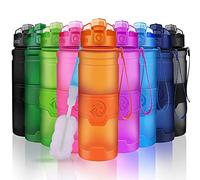 ZORRI Water Bottles, BPA Free Leakproof 14oz 400ml Eco Friendly Tritan Bottle for Kids & Adults| for Gym, Yoga, Sports & Outdoor| With Fruit Infuser, Brush| 1-Click Flip Top Lid