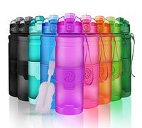 ZORRI Water Bottles, BPA Free Leakproof 17oz 500ml Eco Friendly Tritan Bottle for Kids| for Sports & Outdoor| With Fruit Infuser, Brush| 1-Click Flip Top Lid
