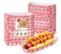 ZORRITA 300 Pcs Paper Hot Dog Trays, 6 Inch Small Hot Dog Boats Disposable Hot Dog Holders for Concession Stand, Party, Food Truck (Red)
