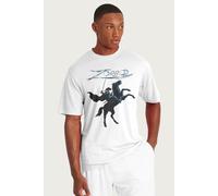 Zorro Men's On Horseback Steel Sword Text T-Shirt in White | Size: XL Zorro White XL