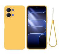 ZORSOME Compatible with Tecno Pop 20 4G Phone Case W Wrist Band, Thin Slim Liquid Silicone Soft Rubber Gel TPU Full Camera Protection Bumper Pure Color Simple Cover,Yellow