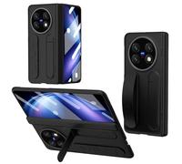 ZORSOME Compatible with Vivo X Fold 5 2025 Full Body Case, Built-in Screen Protector & Hinge Protection,Shockproof Leather + PC All-Inclusive Silicone Grip Cover [Kickstand] (Black)