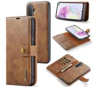 ZORSOME DG.MING for Samsung Galaxy A36 Genuine Leather Wallet Case, Detachable 2 in 1 Split Leather Wallet Phone Cover,Magnetic Pouch Shell (Brown)