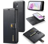ZORSOME DG.MING for Samsung Galaxy A36 Genuine Leather Wallet Case, Detachable 2 in 1 Split Leather Wallet Phone Cover,Magnetic Pouch Shell (Black)