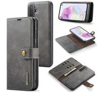 ZORSOME DG.MING for Samsung Galaxy A36 Genuine Leather Wallet Case, Detachable 2 in 1 Split Leather Wallet Phone Cover,Magnetic Pouch Shell (Grey)