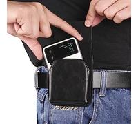 ZORSOME Leather Cell Phone Holster with Magnetic Closure, Belt Pouch for Samsung Galaxy Z Flip 5G/3/4, Motorola RAZR 40, Huawei P50 Pocket, Oppo Find N Flip (Black)