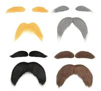 ZORTVUL 4 Sets of Moustache for Gluing, Schnauzer for Gluing, False Fake Beard, Moustache Glue, Self-Adhesive, Fake Beard, Eyebrows, Fake Beard for Halloween, Christmas Party, Carnival