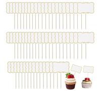 ZORTVUL Pack of 50 Cake Decoration Set Wooden Sticks Dot Glue Blank Flag for Buffet Party Label