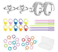 Zoruam 40pcs Crochet Rings for Fingers UK, Adjustable Loop Crochet Hooks Set for Beginners, Crochet Tension Ring UK Knitting Accessories, Crochet Kits Accessories for Faster Knitting