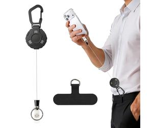 Zoruam Anti-theft Retractable Phone Lanyard, Retractable Keychain with 25.6 inch Steel Wire Rope, Metal Tether Tab, Metal Carabiner, Phone Strap for Fishing, Running, Hiking, Skiing