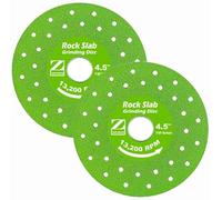 ZORUNNA 4.5'' Rock Slab Grinding Disc, 1.2'' Diamond Ultra Width Tile Blade 7/8'' Arbor, 2 Pcs Glass Cutting Disc, 45° Chamfer Rock Slab Flat Grinding Cutting Piece for Marble Glass Edge Trimming.