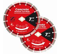 ZORUNNA 7 inch Diamond Blade for Grinder, Concrete Diamond Cutting Wheel for Angle Grinder,1/4" Segment Width, 7/8"-5/8" Arbor for Dry/Wet Cutting Concrete, Masonry, Brick, Block (2 Pack)