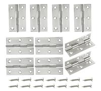 Zorveiio 10Pcs Door Hinges Brushed Nickel,2.5 Inch Iron Front Door Hinge,6 Hole Closet Exterior Door Hinges Heavy Duty,Butt Hinge for Jewelry Box,Bedroom,Cabinet Door