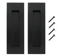Zorveiio 2 Pack Recessed Finger Flush Pulls, 5.9 Inch Black Sliding Closet Door Handles Rectangular Flush Pull for Barn Door, Pocket Door, Cabinet, Drawer, Stainless Steel