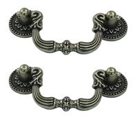 Zorveiio 2Pcs 2.5 Inch Hole Spacing Vintage Bail Pull Handles, Antique Cabinet Pulls Bronze Hardware for Cabinets, Furniture, Drawers with Mounting Screws.
