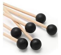 Zorveiio 6Pcs Percussion Mallet 15 Inch Rubber Bell Mallets Wood Handle Glockenspiel Mallets Drum Mallet for Drum Xylophone Marimba Bell, Black