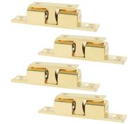 Zorveiio Double Roller Catch Cabinet Latches, 67mm Solid Brass Adjustable Ball Tension Latch with Screws for Cabinet Closet Furniture Door(4 Pack)