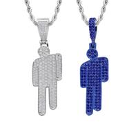 ZORVEXLYNX 2 PCS Necklace, Gift for Generation Z, Music Fans, Tilted Head Design Stainless Steel Jewelry for Street Fashion(Blue and Silver)
