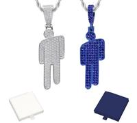 ZORVEXLYNX 4PCS Set Necklace, Tilted Head Design Stainless Steel Jewelry for Street Fashion, Gifts for Generation Z, Music Fans (Blue and Silver and)