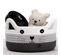 ZORVEXLYNX Cat Toy Box, Cat Basket for Pet Toys Cute Storage Basket with Ears Decorative Small Toy Box for Puppy Decorative Storage Basket