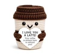 Zorvix Emotional Support Crochet Coffee Doll, Handmade Positive Coffee Mug Knit Toy with Uplifting Card, Thank You Gift for Women Coworkers Teachers Friends, Cute Desk Buddy Decor