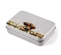 Zorvix Highland Cow Tobacco Snack Tin, Metal Storage Boxes with Lid, Silver Small Rectangular Storage Container Tin, Leakproof Storage Container for Snacks Food with Capacity for Personal Use Gifting
