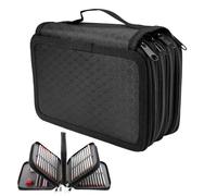 Zorvixal Pencil Case Large Capacity 22 x 10.5 x 7.8 cm Multifunctional Four Tier Pencil Case with Handle, Coloured Pencils Holder, Zip for School, Office, Unisex, Black