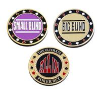 ZORVYN Poker Set 3 Pieces with Case (Metal Coins), All in, Small Blind, Big Blind