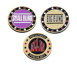 ZORVYN Poker Set 3 Pieces with Case (Metal Coins), All in, Small Blind, Big Blind