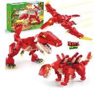 Zorvynel 3-in-1 Jurassic Dinosaur Park Building Toy, 308 Pieces, Ages 8+ | Compatible with LEGO bricks; posable models of Tyrannosaurus Rex, Pterodactyl, and stegosaurus ; STEM educational toy.
