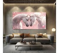 ZORYAN Animals Horse Wall Art for Bedroom Floral Cherry Blossom Large Canvas Pictures for Living Room Romance Love Couple Paintings Home Decor 50x100cm
