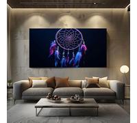 ZORYAN Bohemian Dreamcatcher Pictures Wall Art for Living Room Mystic Feathers Large Canvas Prints for Hallway Decor Tribal Symbol Artwork for Bedroom Frameless 80x160 cm
