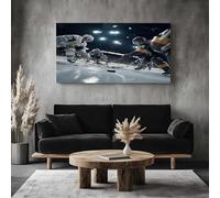 ZORYAN Canvas Prints Wall Art Sport Hockey Paintings for Living Room and Bedroom, Frameless Action Player Artwork Home Decorations 70x140cm Competition Ice Rink