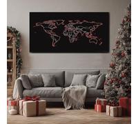 ZORYAN Cyberpunk Map Large Canvas Wall Art Modern Earth Canvas Print Abstract Line Artwork for Living Room Bedroom Home Decor, Framed 50x100 cm