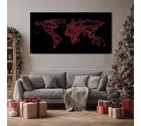 ZORYAN Cyberpunk Map Wall Art for Bedroom Modern Earth Large Canvas Pictures for Living Room Abstract Line Paintings Home Decor 50x100cm