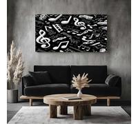 ZORYAN Extra Large Canvas Prints Music Musical Notes Wall Art for Living Room Abstract Clef Paintings for Bedroom Office Home Decor Frameless 60x120cm Minimalist Symbol