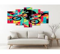 ZORYAN Geometric Bicycle Large Wall art for Living Room Color 5 Piece Framed Canvas Prints Modern Artwork Wall Decor Pictures for Bedroom Home Decoration, Ready to Hang 225x110 cm