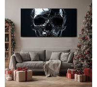 ZORYAN Gothic Skull Extra Large Wall Decor Horror Anatomy Canvas Modern Canvas Prints Abstract Figure Abstract Painting for Kitchen Office Restaurant, Framed 60x120 cm