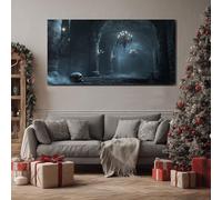 ZORYAN Horror Dungeon Skull Canvas Wall Art Spooky Medieval Castle Large Pictures for WallsDark Fantasy Atmosphere Home Artwork for Living Room Bedroom Framed 70x140 cm