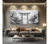 ZORYAN Japanese Style Tree Extra Large Canvas Prints Asian Mountain Wall Art for Living Room Floral Blossom Paintings for Bedroom Office Home Decor Frameless 60x120cm