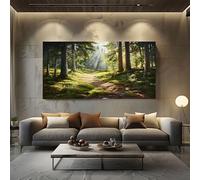 ZORYAN Large Canvas Wall Art Landscape Forest Framed Poster Pictures for Living Room Woodland Tree Wall Decor for Home Office Bedroom 70x140 cm
