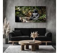 ZORYAN Large Canvas Wall Art Oriental Buddha Canvas Print Meditation Bamboo Artwork for Living Room Bedroom Home Decor, Framed 50x100 cm Japanese Asian