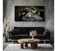 ZORYAN Large Canvas Wall Art Oriental Buddha Canvas Print Meditation Bamboo Artwork for Living Room Bedroom Home Decor, Frameless 50x100 cm Japanese Asian