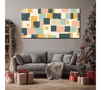 ZORYAN Modern Square Extra Large Wall Decor Abstract Rectangle Canvas Modern Canvas Prints Geometric Color Block Abstract Painting for Kitchen Office Restaurant, Frameless 60x120 cm