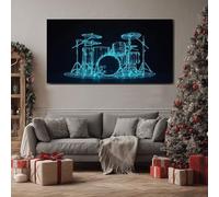 ZORYAN Music Instrument Wall Art for Bedroom Rock Musician Large Canvas Pictures for Living Room Cyberpunk Mechanical Paintings Home Decor Framed 50x100cm